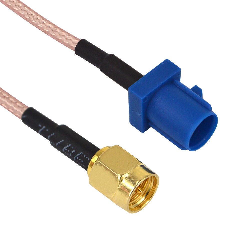 Vehicle Car GPS Antenna Adapter Cable SMA Male to Fakra C Blue Coax Pigtail Cable for Vehicle Truck SUV Car Stereo Head Pack of 2