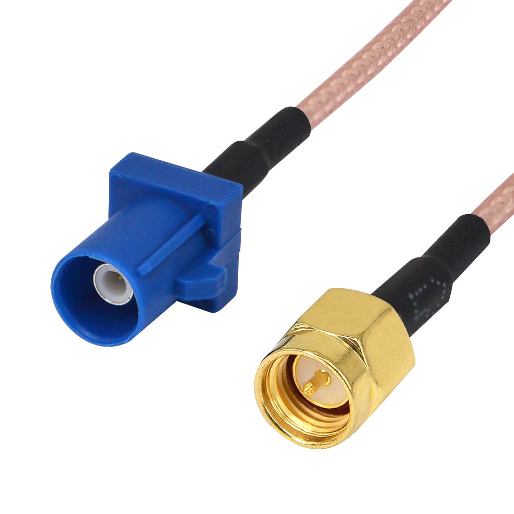Vehicle Car GPS Antenna Adapter Cable SMA Male to Fakra C Blue Coax Pigtail Cable for Vehicle Truck SUV Car Stereo Head Pack of 2