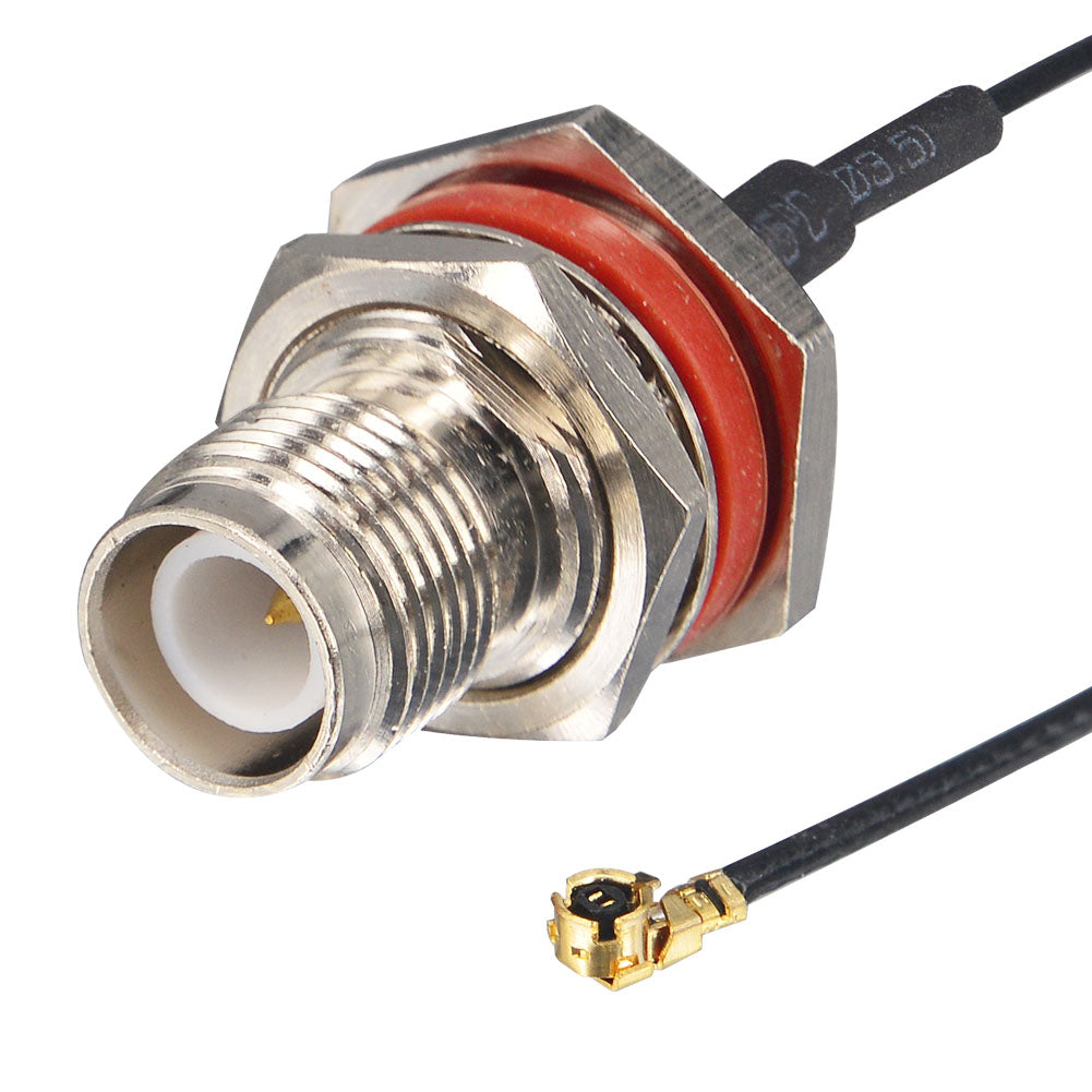 onelinkmore Extension Cord RP TNC Female (Male Pin) Bulkhead O-Ring to UFL Female Connector Pigtail Cable 15cm (Pack of 2)