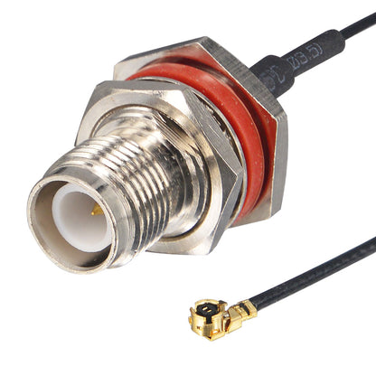 onelinkmore Extension Cord RP TNC Female (Male Pin) Bulkhead O-Ring to UFL Female Connector Pigtail Cable 15cm (Pack of 2)