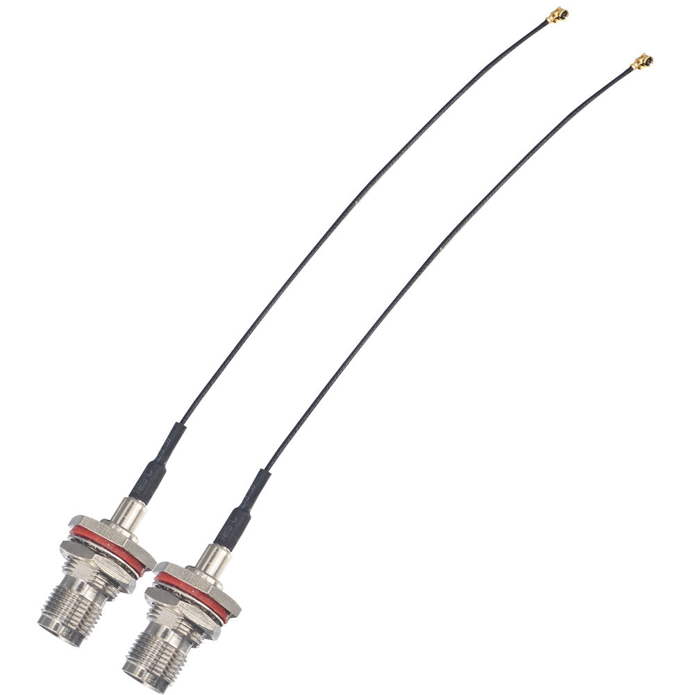 onelinkmore Extension Cord RP TNC Female (Male Pin) Bulkhead O-Ring to UFL Female Connector Pigtail Cable 15cm (Pack of 2)