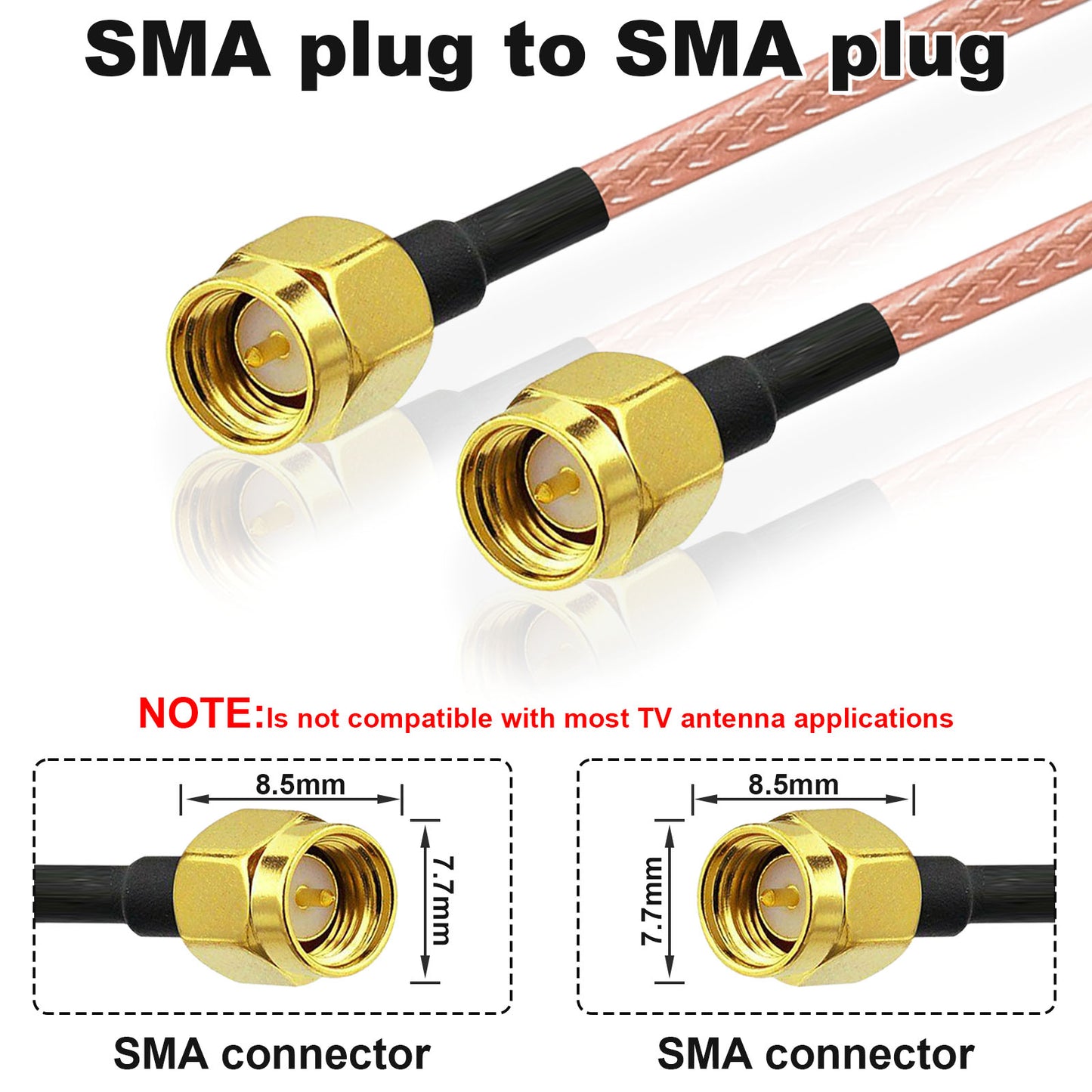 SMA Male to SMA Male Cable, Network Antenna Wire Extension RG316 Wire Jumper Assembly Low Loss RF Coaxial Cable for Network Analyzer LNA Low Noise RTL SDR Dongle