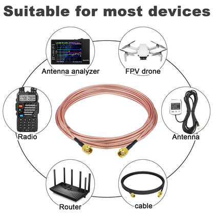 SMA Male to SMA Male Cable, Network Antenna Wire Extension RG316 Wire Jumper Assembly Low Loss RF Coaxial Cable for Network Analyzer LNA Low Noise RTL SDR Dongle