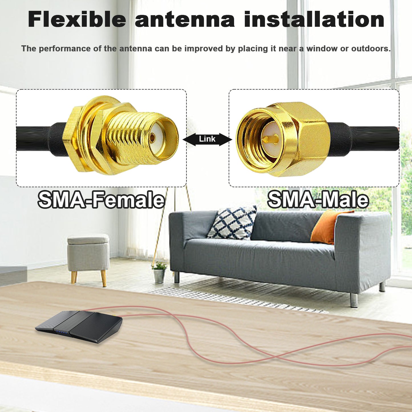 SMA Male to SMA Male Cable, Network Antenna Wire Extension RG316 Wire Jumper Assembly Low Loss RF Coaxial Cable for Network Analyzer LNA Low Noise RTL SDR Dongle