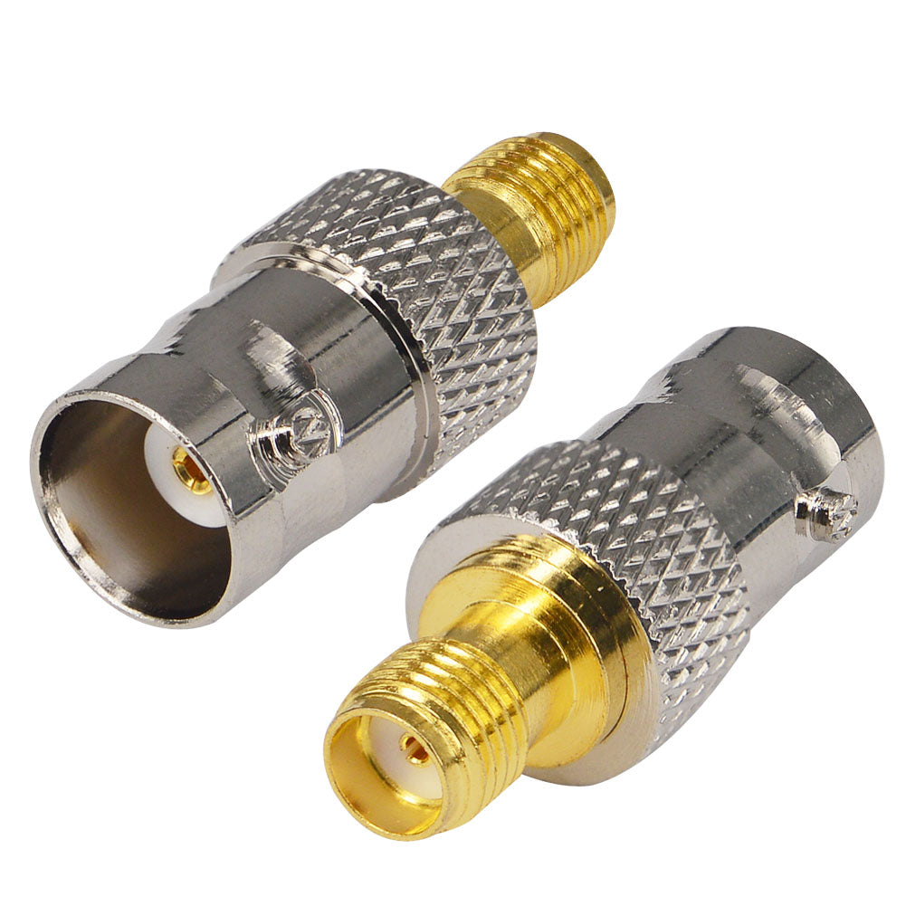 onelinkmore 2-Pack SMA Female to BNC Female Adapter, 50 Ohm RF Coaxial Connector for Baofeng UV-5R Kenwood Wouxun Handheld Radio to BNC Antenna Scanner Cable