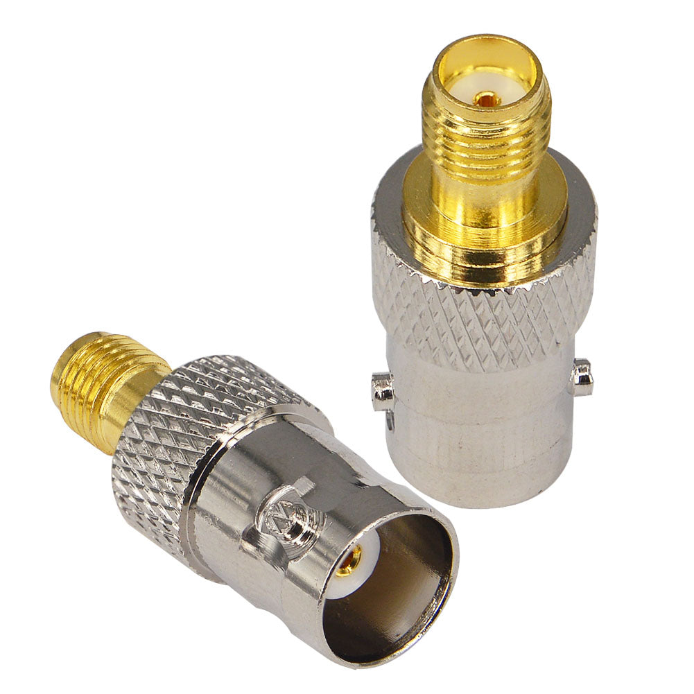 onelinkmore 2-Pack SMA Female to BNC Female Adapter, 50 Ohm RF Coaxial Connector for Baofeng UV-5R Kenwood Wouxun Handheld Radio to BNC Antenna Scanner Cable