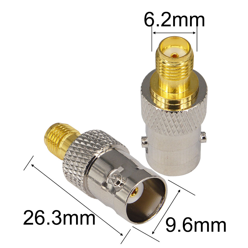 onelinkmore 2-Pack SMA Female to BNC Female Adapter, 50 Ohm RF Coaxial Connector for Baofeng UV-5R Kenwood Wouxun Handheld Radio to BNC Antenna Scanner Cable