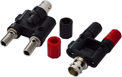 onelinkmore BNC Female to Dual Banana Female Socket Binding Post RF Coax Splitter Adapter Connector for HF Radio Antennas Pack of 2