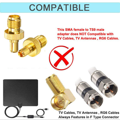 onelinkmore RF Coax 4G LTE Antenna Upgraded Adapter SMA Connector SMA Female to TS9 Male Straight Connector for 4G LTE Antenna Hsdpa 2G 3G Antenna UMTS Mobile Broadband Pack of 2