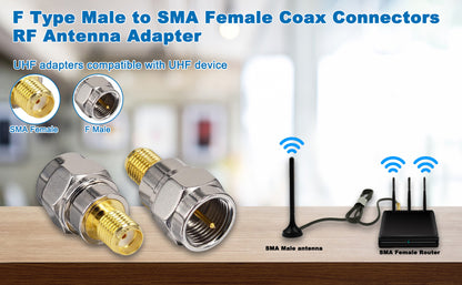 onelinkmore F Type Male to SMA Female Coax Connectors SMA Connector RF Antenna Adapter Test Aerial Converter for FM/AM/DAB Digital Radio Kenwood Pioneer Panasonic Pack of 2