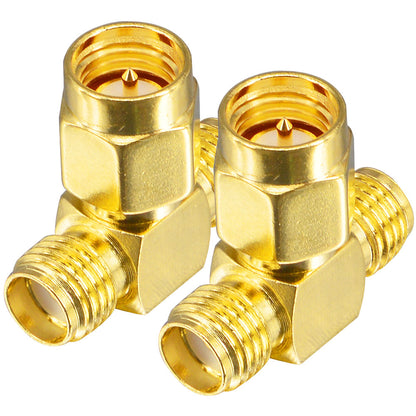 SMA Male Antenna Adapter FPV Antenna Adapter SMA Adapter Splitter 2-Way SMA Male to Dual SMA Female Connector Splitter Antenna Converter for LAN Devices Coaxial FPV Radio Baofeng Yaesu Pack of 2