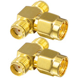 SMA Male Antenna Adapter FPV Antenna Adapter SMA Adapter Splitter 2-Way SMA Male to Dual SMA Female Connector Splitter Antenna Converter for LAN Devices Coaxial FPV Radio Baofeng Yaesu Pack of 2