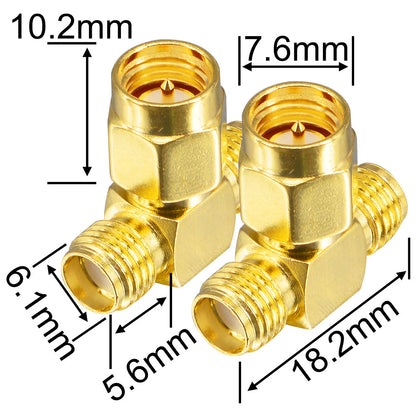 SMA Male Antenna Adapter FPV Antenna Adapter SMA Adapter Splitter 2-Way SMA Male to Dual SMA Female Connector Splitter Antenna Converter for LAN Devices Coaxial FPV Radio Baofeng Yaesu Pack of 2