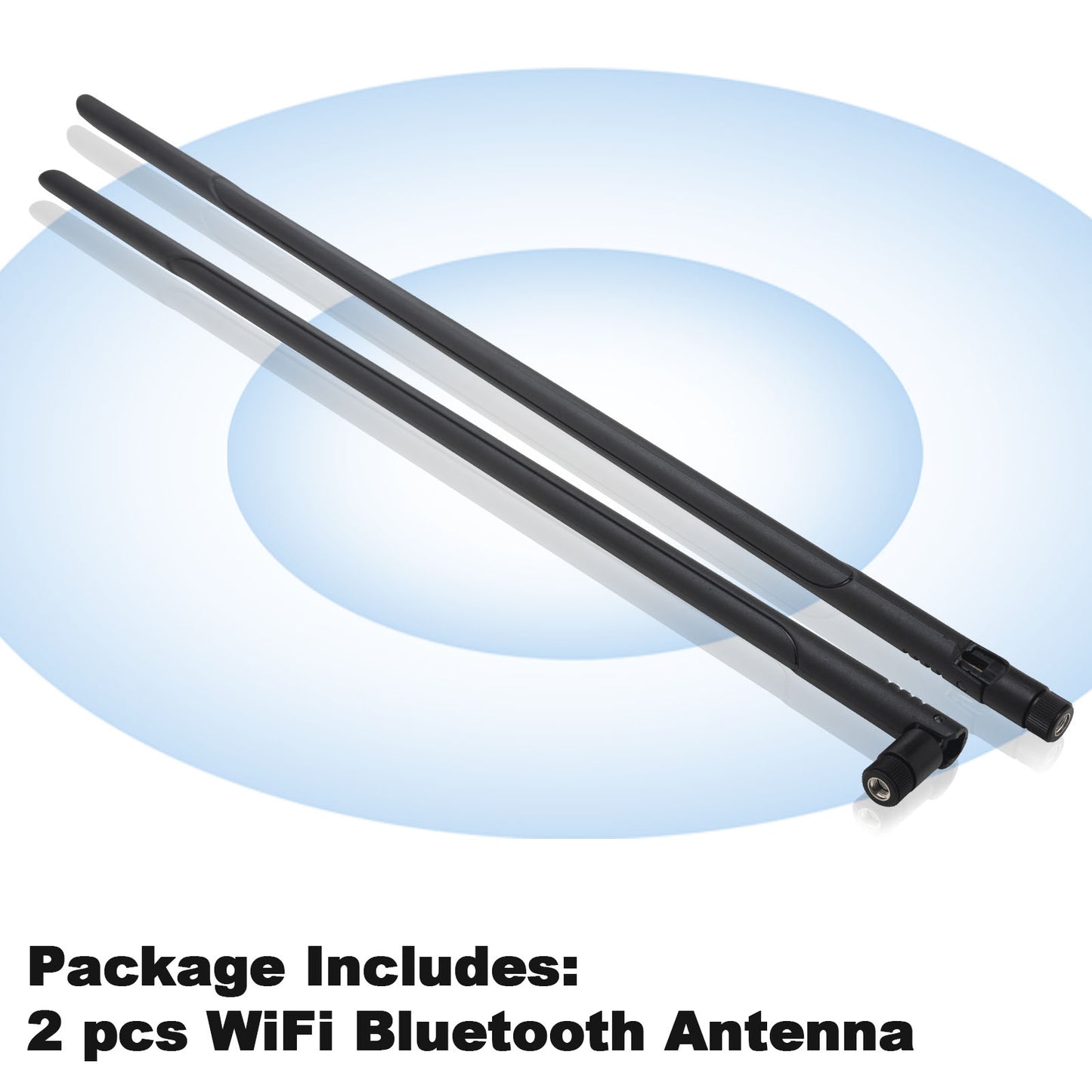 WiFi Bluetooth Antenna 2.4GHz 12dbi Omni Directional 1.3FT RP-SMA Male Long Range Antenna 2PCS for WiFi Router Wireless Network Devices Desktop PC USB Adapter PCI PCIe Cards PC Camera WiFi6 Adapter