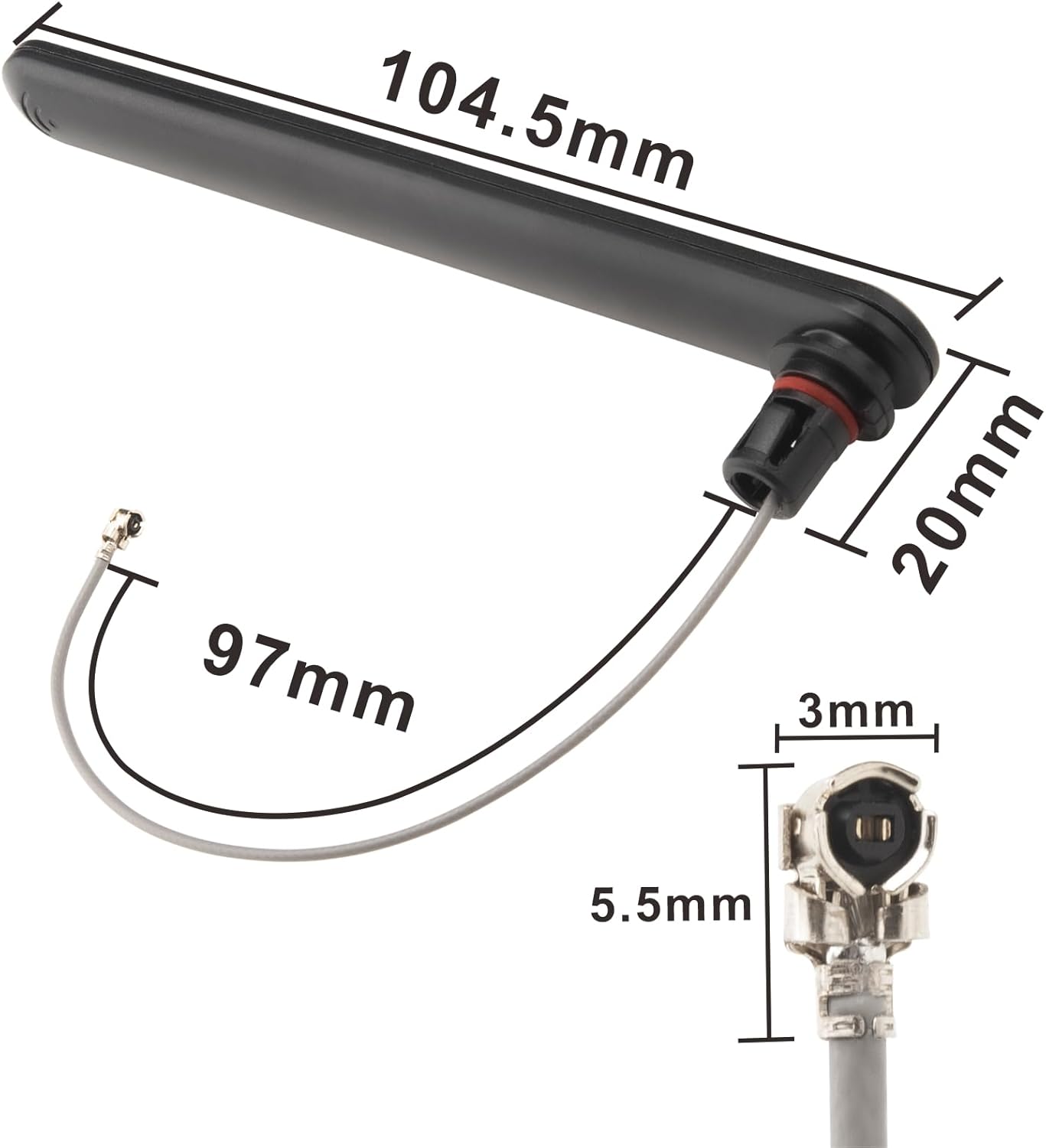 4G ITE Antenna 3dBi U.FL/MHF1 ESP32-S3 Bluetooth Antenna 698-2700MHz with 10cm Cable for Cellular Mini PCIe Card,Network Card,Routers,Notebook,PC Desktop,PS4 Build,loT Device,2 Pack