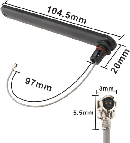 4G ITE Antenna 3dBi U.FL/MHF1 ESP32-S3 Bluetooth Antenna 698-2700MHz with 10cm Cable for Cellular Mini PCIe Card,Network Card,Routers,Notebook,PC Desktop,PS4 Build,loT Device,2 Pack