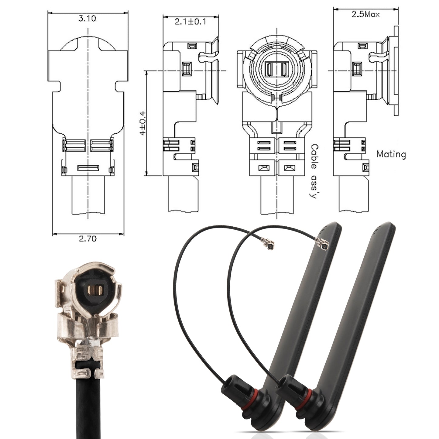 4G ITE Antenna 3dBi U.FL/MHF1 ESP32-S3 Bluetooth Antenna 698-2700MHz with 10cm Cable for Cellular Mini PCIe Card,Network Card,Routers,Notebook,PC Desktop,PS4 Build,loT Device,2 Pack