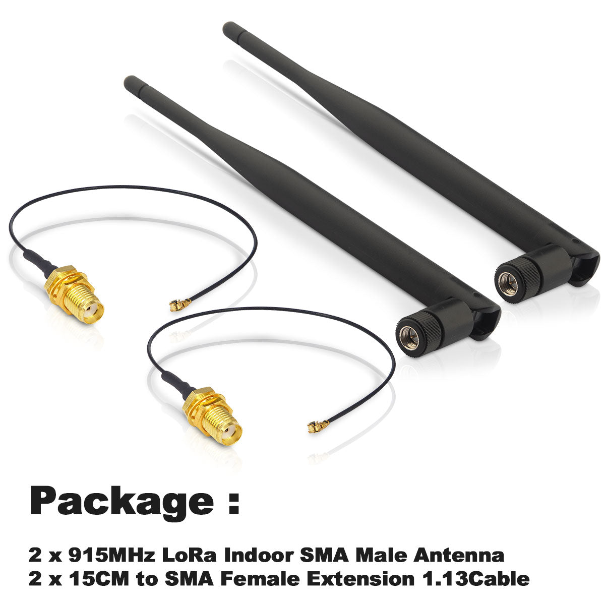 915MHz LoRa Antenna (2 Pack), Indoor 3dBi Gain Omni SMA Male Antenna,with U.FL MHF1 Extension Cable for Hel tec V 3 ESP 32, ESP32 LoRa V3 Development Board&915MHz LoRa Module