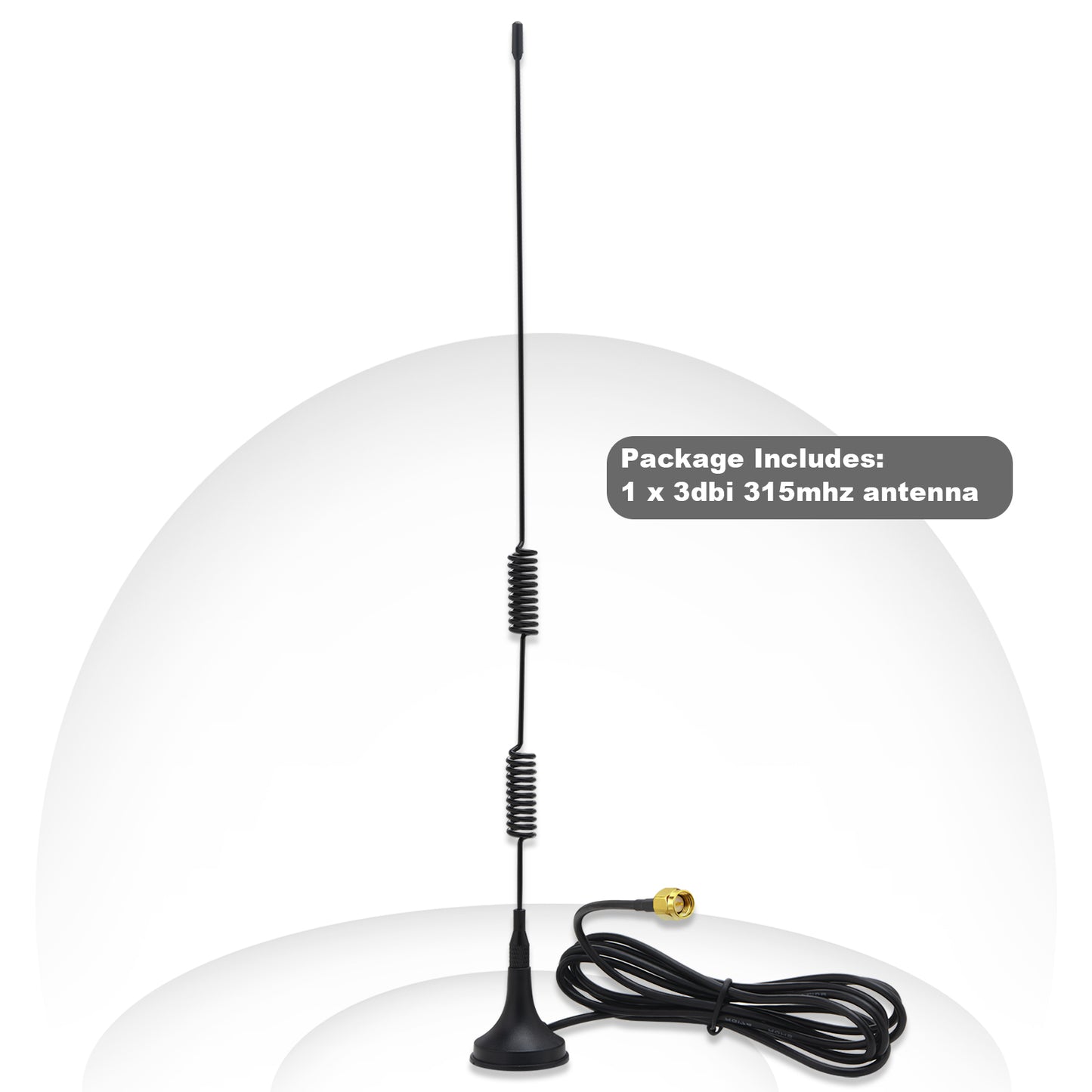 315MHz 3dBi SMA Male Magnetic Antenna with 3M/10FT RG174 Cable OmniDirectional Antenna for Garage Door Openers, CC1101, DoorKing, CCU3, IoT Device, Remote Control, GSM, ISM, Raspberry Pi, NFC