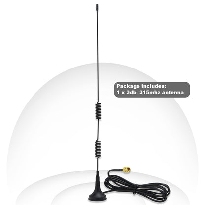 315MHz 3dBi SMA Male Magnetic Antenna with 3M/10FT RG174 Cable OmniDirectional Antenna for Garage Door Openers, CC1101, DoorKing, CCU3, IoT Device, Remote Control, GSM, ISM, Raspberry Pi, NFC