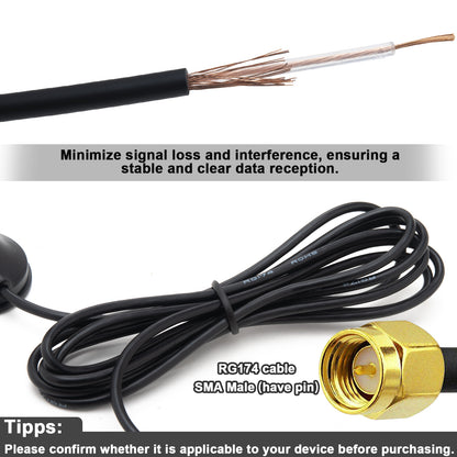 315MHz 3dBi SMA Male Magnetic Antenna with 3M/10FT RG174 Cable OmniDirectional Antenna for Garage Door Openers, CC1101, DoorKing, CCU3, IoT Device, Remote Control, GSM, ISM, Raspberry Pi, NFC