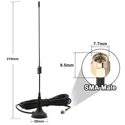 315MHz 3dBi SMA Male Magnetic Antenna with 3M/10FT RG174 Cable OmniDirectional Antenna for Garage Door Openers, CC1101, DoorKing, CCU3, IoT Device, Remote Control, GSM, ISM, Raspberry Pi, NFC