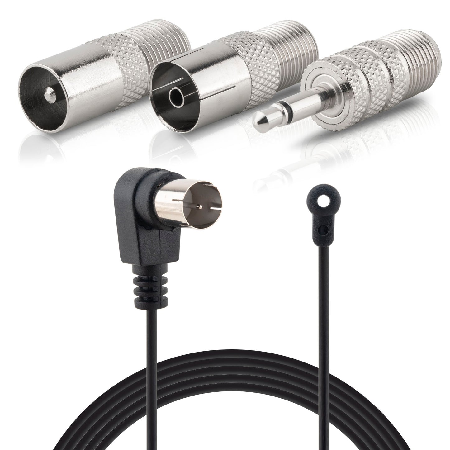 FM Antenna 75 Ohm FM Radio Antenna F Type Male Coaxial Cable Wire Antenna with Adapter for Pioneer Onkyo Yamaha Marantz Indoor Digital HD Radio Stereo Receiver FM Radio AV Audio Video