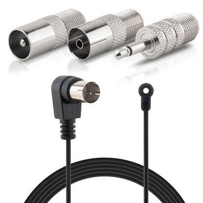 FM Antenna 75 Ohm FM Radio Antenna F Type Male Coaxial Cable Wire Antenna with Adapter for Pioneer Onkyo Yamaha Marantz Indoor Digital HD Radio Stereo Receiver FM Radio AV Audio Video