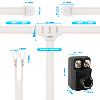 FM Dipole Antenna 300 Ohm T Shape FM Antenna + 300 Ohm to 75 Ohm Adapter Transformer (Push-On F Type Balun) Kit for Yamaha Sony Sharp JVC Denon Marantz Radio Stereo Tuner Receiver