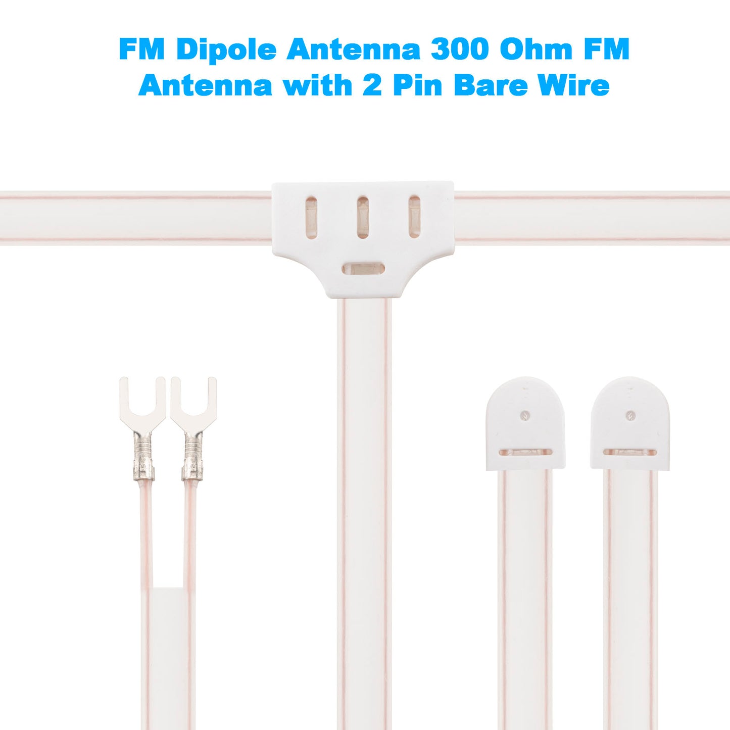 FM Dipole Antenna 300 Ohm T Shape FM Antenna + 300 Ohm to 75 Ohm Adapter Transformer (Push-On F Type Balun) Kit for Yamaha Sony Sharp JVC Denon Marantz Radio Stereo Tuner Receiver