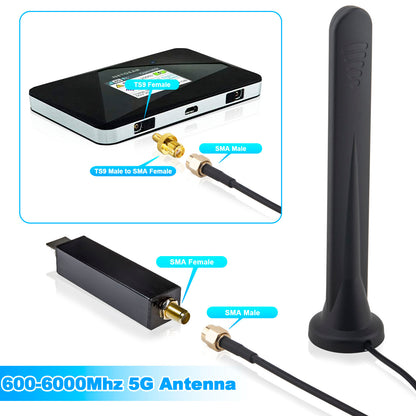 5G LTE Antenna 4G Signal Booster External Omnidirectional Network Antenna SMA TS9 Connector 15Dbi Magnetic Base Antenna with 3M Cable for 3G/4G/5G/GSM/GPRS Router IoT Gateway Smart Home 2Pcs