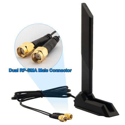WiFi Antenna Replacement WiFi 6 6E Tri-Band 6GHz 5GHz 2.4GHz Magnetic Base External Replacement for PC Desktop Computer Asus Rog Strix Gigabyte Aorus Gaming WiFi Motherboard Card