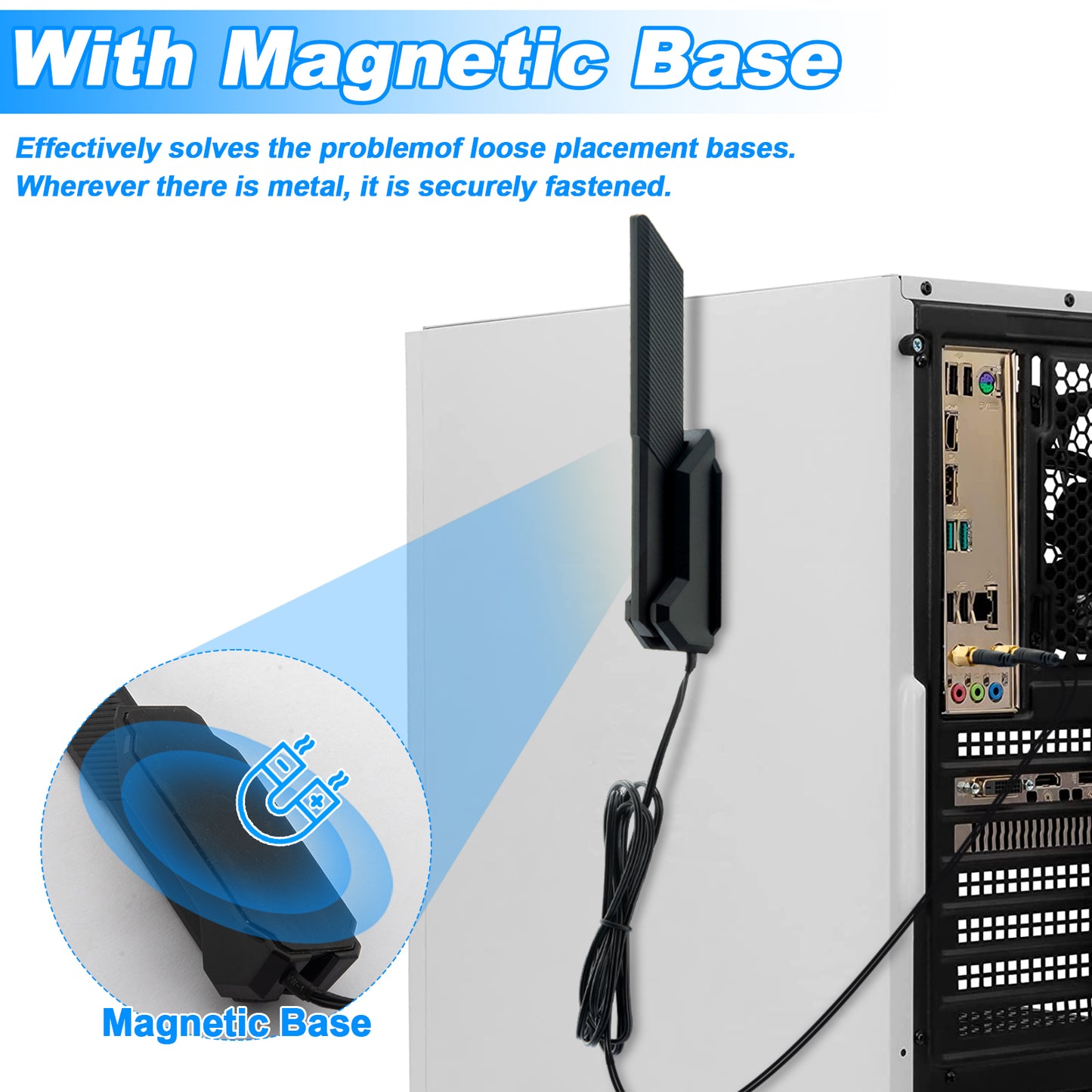 WiFi Antenna Replacement WiFi 6 6E Tri-Band 6GHz 5GHz 2.4GHz Magnetic Base External Replacement for PC Desktop Computer Asus Rog Strix Gigabyte Aorus Gaming WiFi Motherboard Card