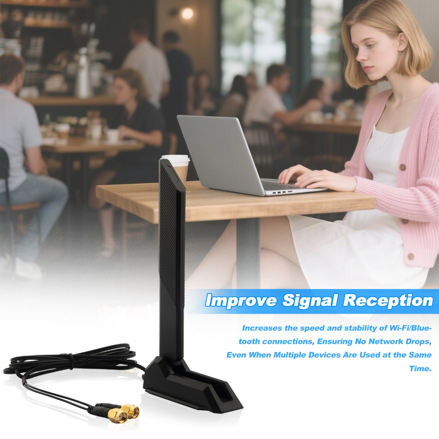 WiFi Antenna Replacement WiFi 6 6E Tri-Band 6GHz 5GHz 2.4GHz Magnetic Base External Replacement for PC Desktop Computer Asus Rog Strix Gigabyte Aorus Gaming WiFi Motherboard Card