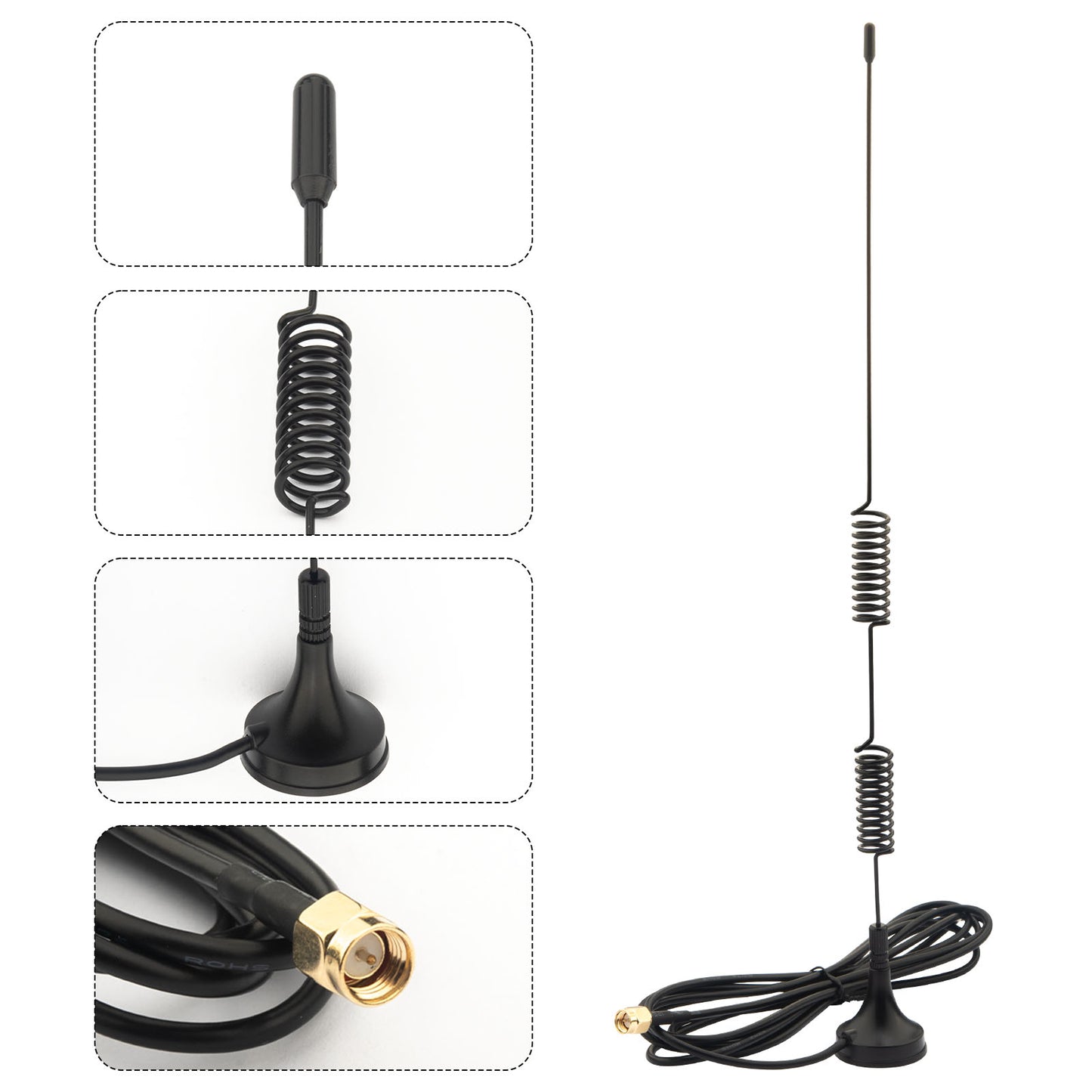 915MHz LoRa Antenna Kit for Meshtastic Home Nodes - 10dBi Magnetic Base Signal Booster with 4" U.FL/MHF1 to SMA Female Extension Cables for Heltec V3, ESP32, T-Beam & RAK Wireless Pack of 2