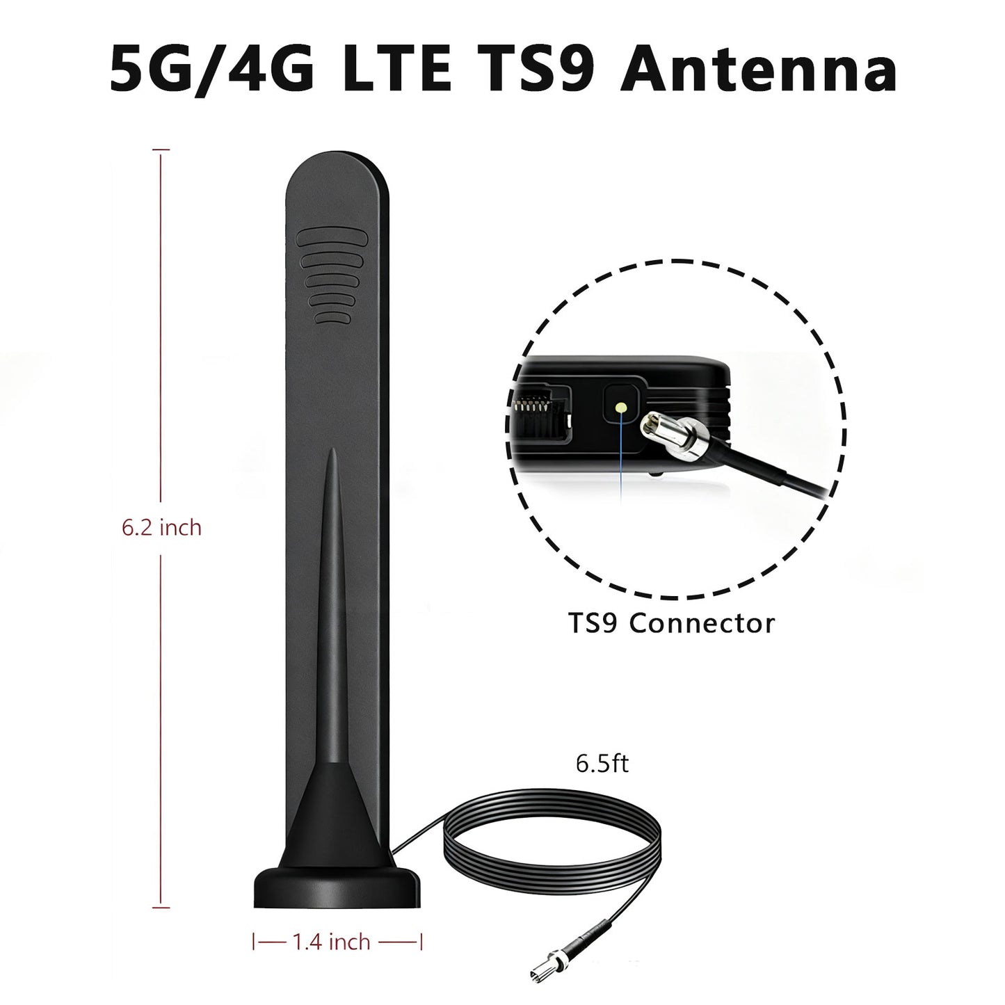 5G/4G LTE GSM Antenna TS9 External Magnetic Base Antenna 15dBi Omnidirectional Network Antenna for AT&T Nighthawk MR6110 MR6500 M6 Pro MR6150 M5 MR5100 MR5200 5G Mobile Hotspot Router 2-Pack