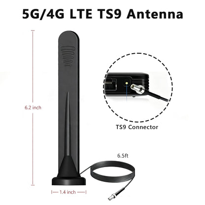 5G/4G LTE GSM Antenna TS9 External Magnetic Base Antenna 15dBi Omnidirectional Network Antenna for AT&T Nighthawk MR6110 MR6500 M6 Pro MR6150 M5 MR5100 MR5200 5G Mobile Hotspot Router 2-Pack