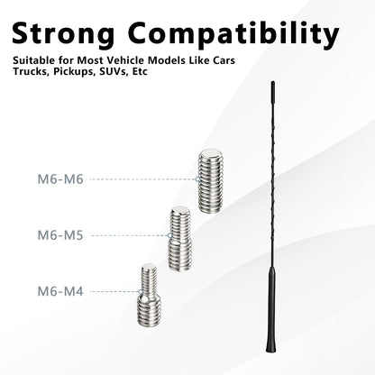 16 Inch Car Antenna Replacement Mast, Flexible Waterproof Rubber Roof Antenna Universal Vehicle Roof Mounted AM FM Car Radio Antennas for Cars Trucks SUVs, with M4 M5 M6 Threaded Adapters