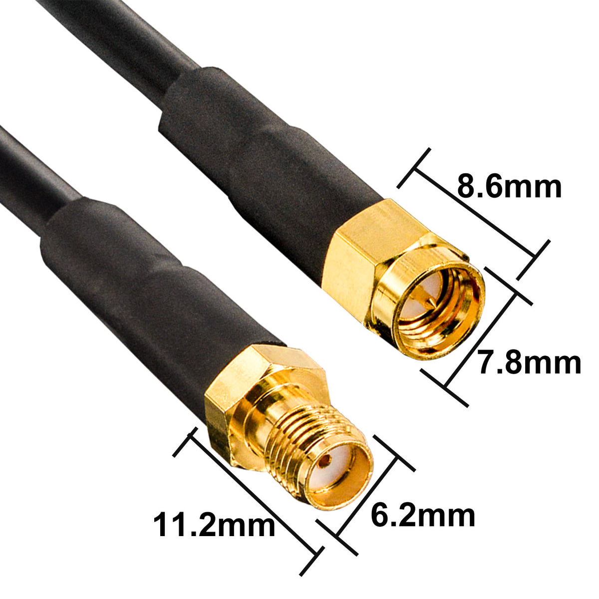 LMR200 Equivalent SMA Coaxial Cable SMA Male to Female Low Loss Coax Cable for 5G/6G LTE, WiFi 6E, GPS, Ham Radio, ADS-B, RF Antenna - Better Than RG58, 50 Ohm High Flexibility